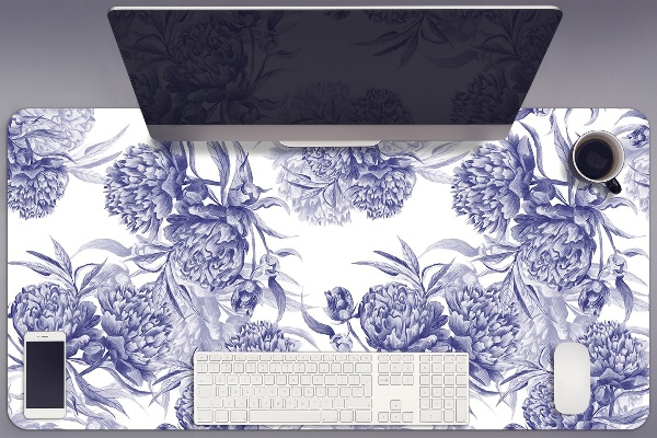 Full desk pad purple peonies