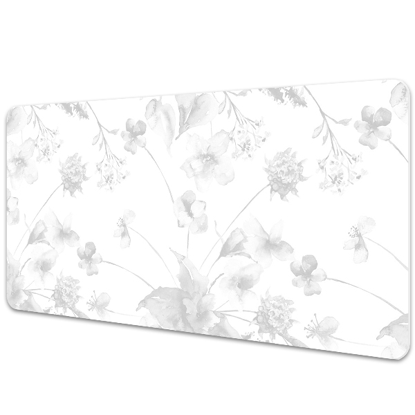 Large desk pad PVC protector gray flowers