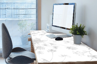 Large desk pad PVC protector gray flowers