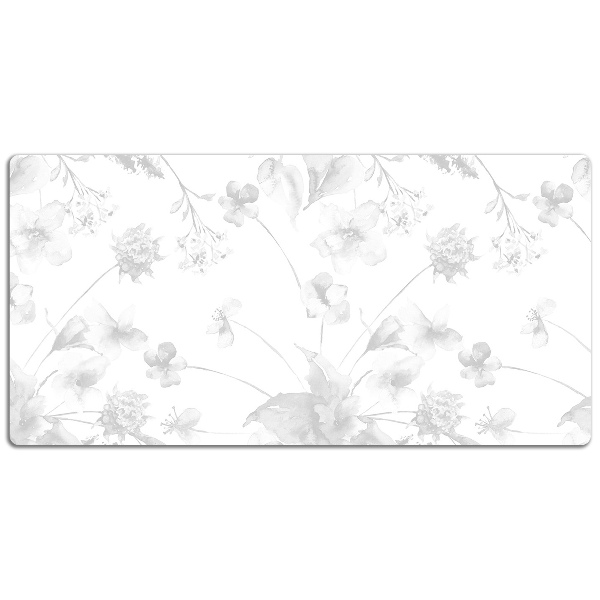 Large desk pad PVC protector gray flowers