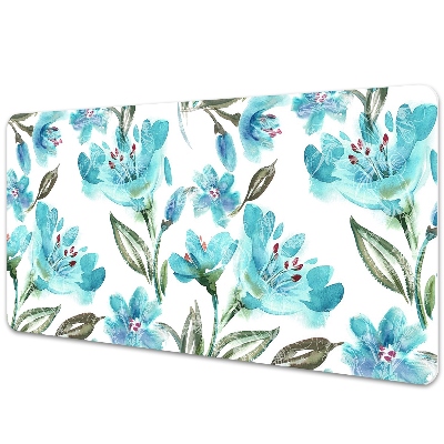 Full desk protector turquoise flowers