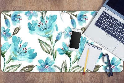 Full desk protector turquoise flowers