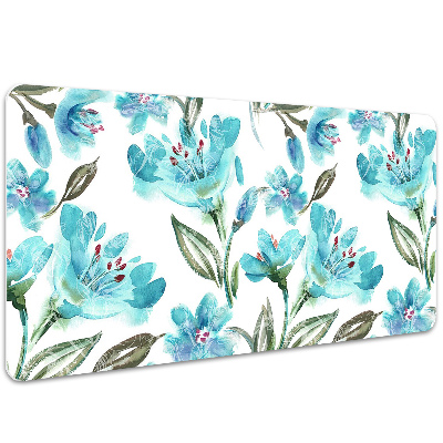 Full desk protector turquoise flowers