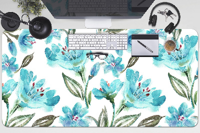 Full desk protector turquoise flowers