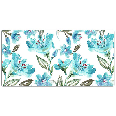 Full desk protector turquoise flowers