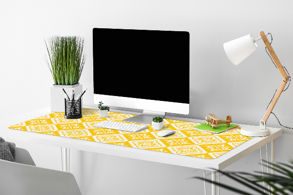 Full desk protector Yellow and white pattern