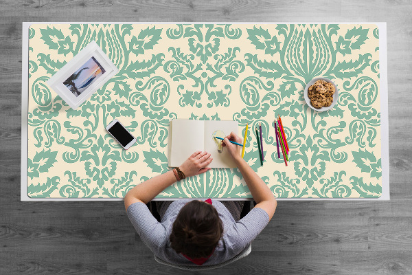 Full desk pad green Damask