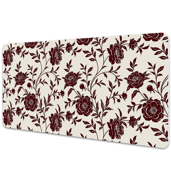 Full desk mat maroon flowers