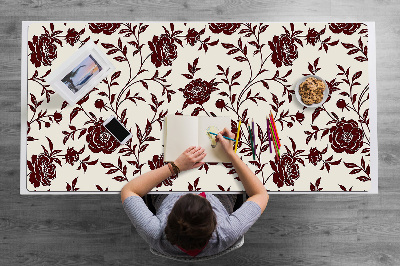 Full desk mat maroon flowers