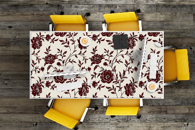 Full desk mat maroon flowers