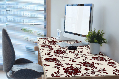 Full desk mat maroon flowers