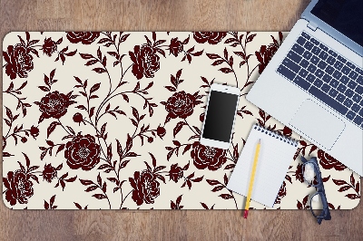 Full desk mat maroon flowers