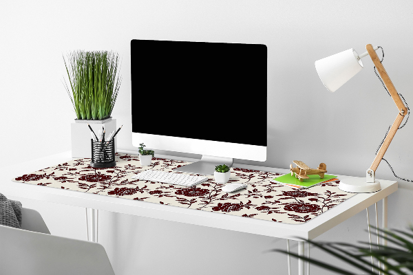 Full desk mat maroon flowers