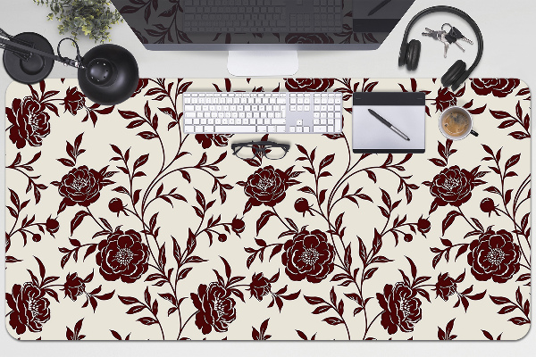 Full desk mat maroon flowers