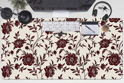 Full desk mat maroon flowers