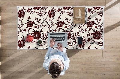 Full desk mat maroon flowers