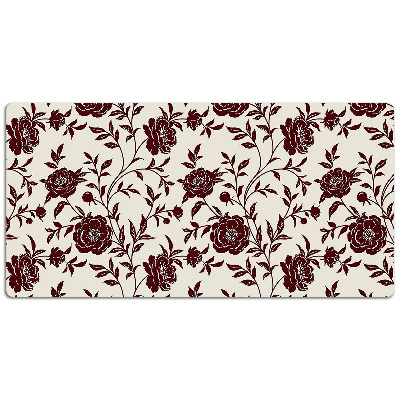 Full desk mat maroon flowers