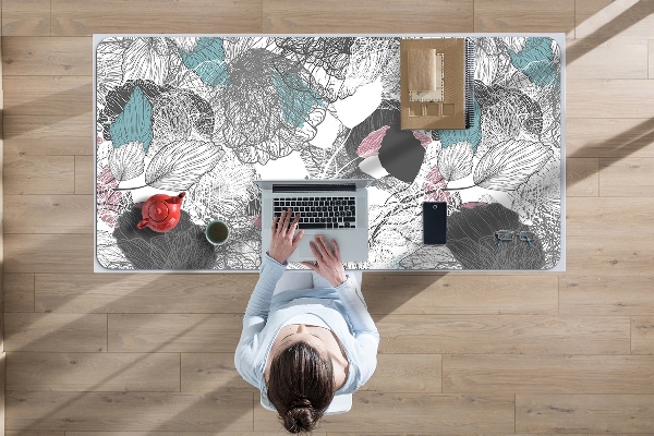Large desk mat table protector floral pattern