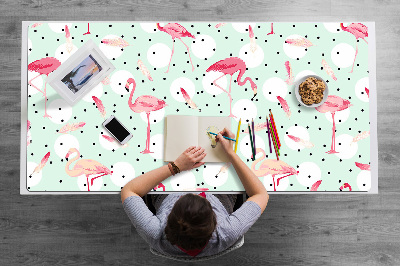 Full desk pad Flamingos and dots