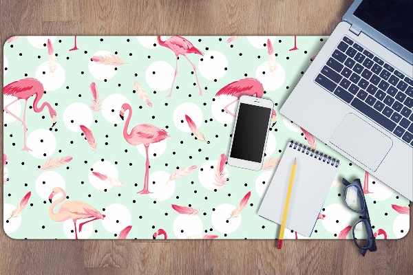 Full desk pad Flamingos and dots