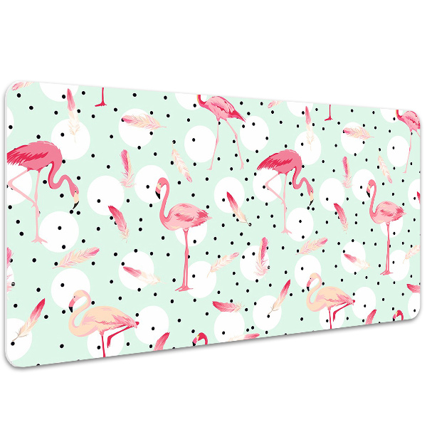 Full desk pad Flamingos and dots