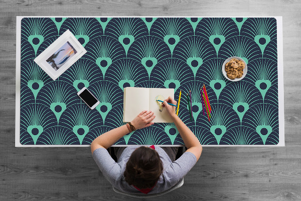 Full desk mat neon blue