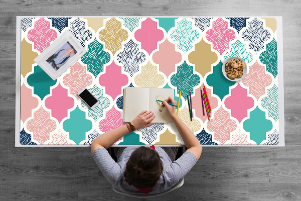 Large desk mat table protector colorful pattern