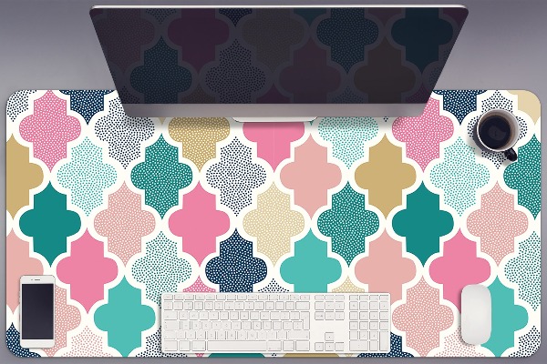 Large desk mat table protector colorful pattern