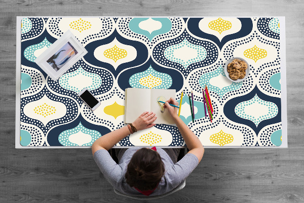 Large desk mat table protector Doodle dots