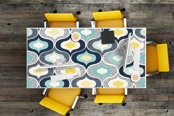 Large desk mat table protector Doodle dots
