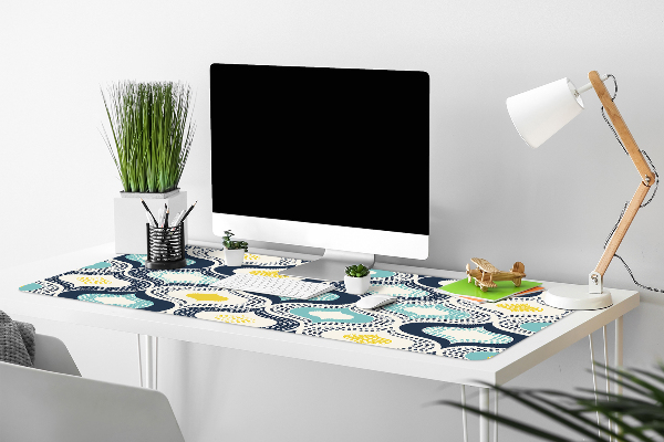 Large desk mat table protector Doodle dots