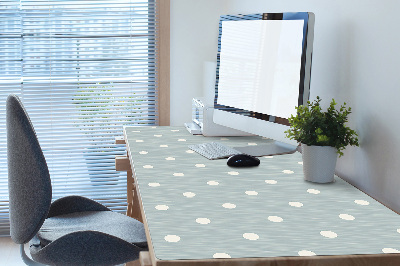 Large desk mat table protector white dots
