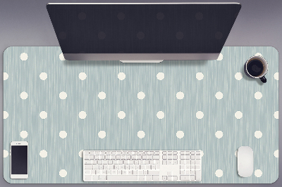 Large desk mat table protector white dots