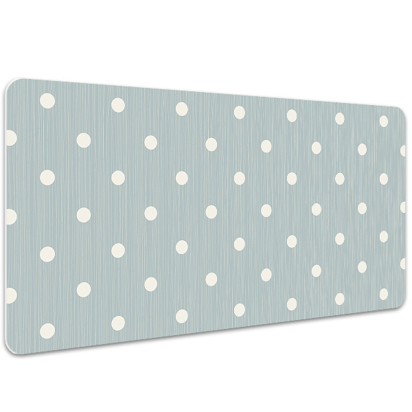 Large desk mat table protector white dots