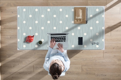 Large desk mat table protector white dots