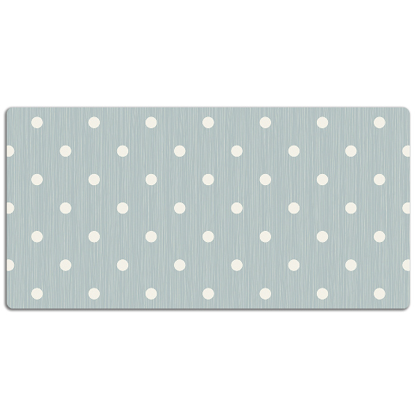Large desk mat table protector white dots