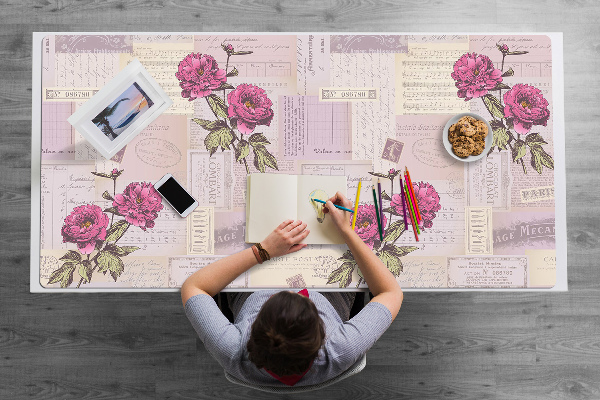 Desk pad Paper and peonies