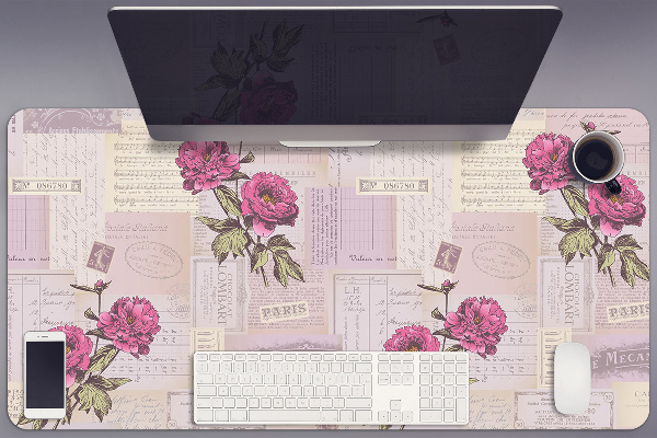 Desk pad Paper and peonies