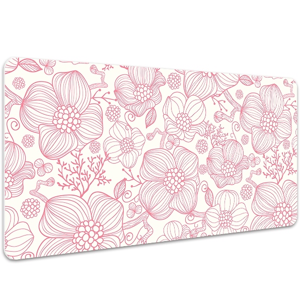 Large desk mat table protector flowers contour
