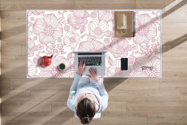 Large desk mat table protector flowers contour