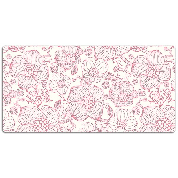 Large desk mat table protector flowers contour
