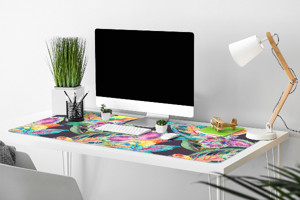 Large desk mat table protector colorful parrots