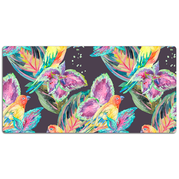 Large desk mat table protector colorful parrots