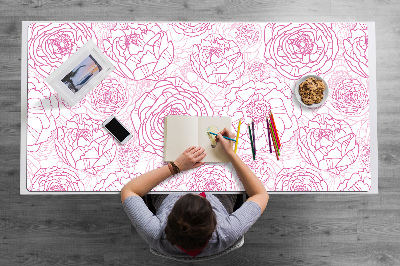 Large desk mat table protector pink flowers