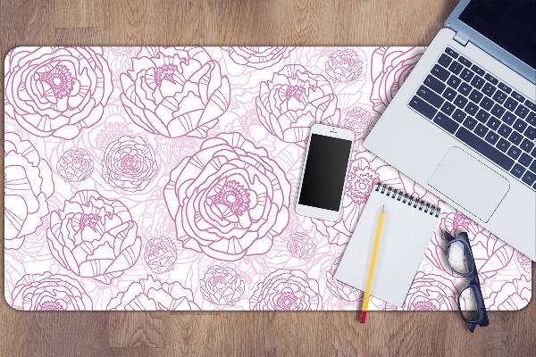Large desk mat table protector pink flowers