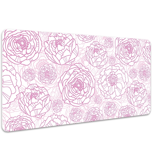 Large desk mat table protector pink flowers