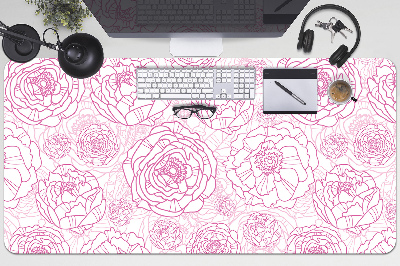 Large desk mat table protector pink flowers