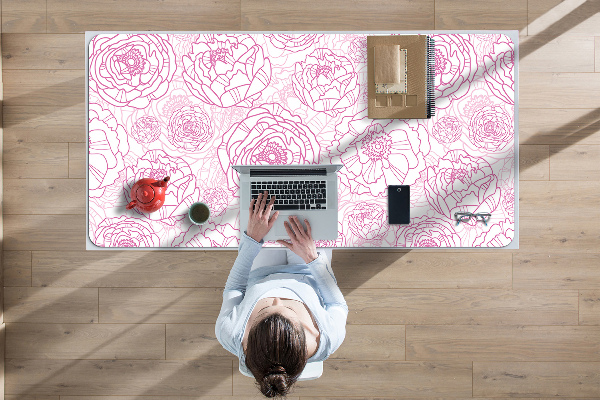 Large desk mat table protector pink flowers