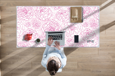 Large desk mat table protector pink flowers