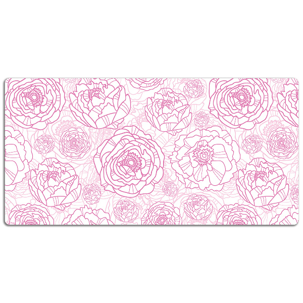 Large desk mat table protector pink flowers